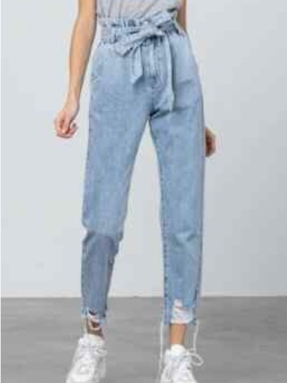 High-Waisted Paper Bag Slouch Jeans NWT